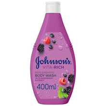 Load image into Gallery viewer, Johnson&#39;s Body Wash - Vita-Rich, Replenishing, Raspberry, 400ml x 6
