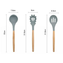 Load image into Gallery viewer, Silicone &amp; Wood Kitchen Utensil Set (Set of 13)
