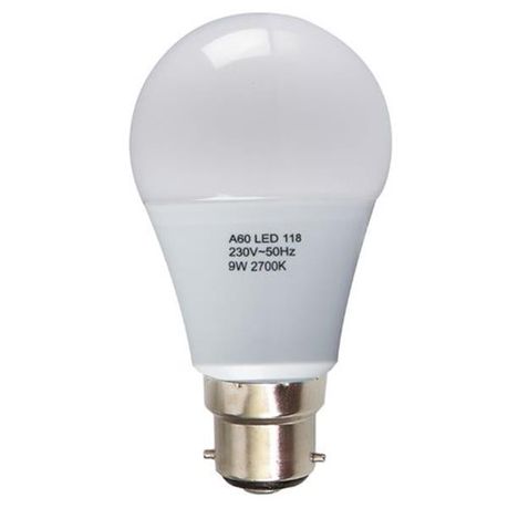 9 Watt A60 LED B22 Warm White