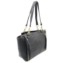 Load image into Gallery viewer, Blackcherry Multi Zip Mini Trapeze Tote-Black
