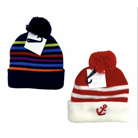 Mothers Choice Baby Beanie Set - Stripe/Anchor Buy Online in Zimbabwe thedailysale.shop