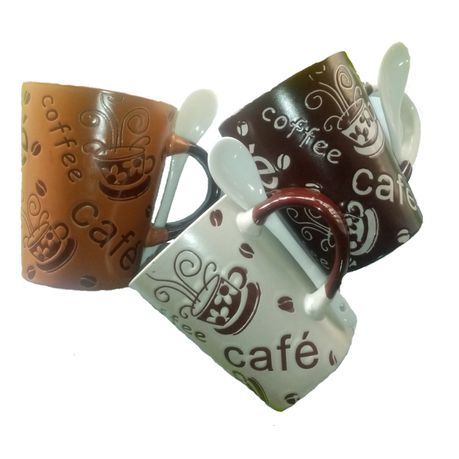 Coffee Mugs with Spoons Set