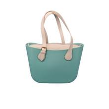 Load image into Gallery viewer, Eva Classic Handbag Mint green, Beige canvas inner, Cream handles

