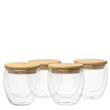 Load image into Gallery viewer, Double Walled Glasses With Bamboo Lid , Set of 4
