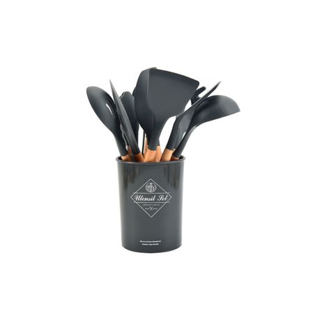 CheffyThings Silicone Utensil 12 Piece Set Charcoal Buy Online in Zimbabwe thedailysale.shop