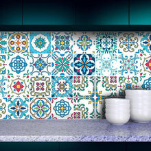 Load image into Gallery viewer, Fantastick Wall Decor - 20cm Portuguese Floral Vinyl Wall Tiles

