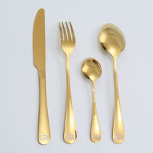 Load image into Gallery viewer, LMA 24 Piece Cutlery Set &amp; Storage Case - Polished Gold Finish
