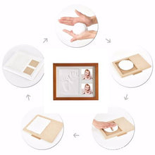 Load image into Gallery viewer, DIY Baby Handprint &amp; Footprint with Wooden Photo Frame and Mould Kit -Brown
