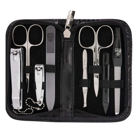 Kellermann Manicure Set Faux Leather Extra-Fine Black 5213 F N 8 Piece