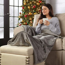 Load image into Gallery viewer, PediPocket Fleece Foot Blanket: Sewn in Foot Compartment Adult Light Grey
