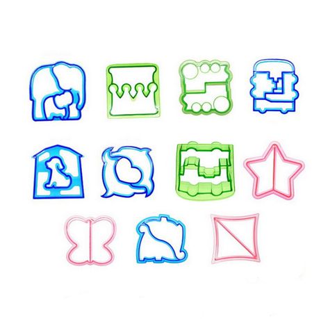 11 Piece Sandwich Bread Crust Kids Cookie Cutter Molds