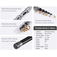 Load image into Gallery viewer, 2.4m - Portofino Series 3 - Telescopic Fishing Rod Carbon Fibre
