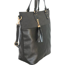 Load image into Gallery viewer, Blackcherry Women's Double Compartment Tassel Tote - Black
