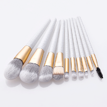 Load image into Gallery viewer, 10-Piece White Ombre Makeup Brush Set with Pouch

