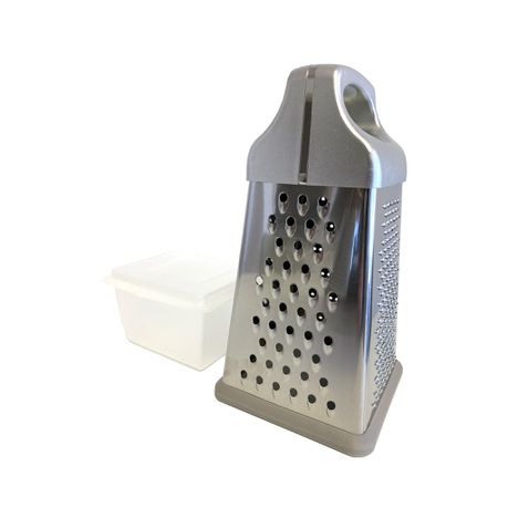 Totally Home Stainless Steel Grater with Storage Container - 4 Sided Grey