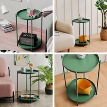 Load image into Gallery viewer, 2-Tier Metal Round Side Table with Removable Tray
