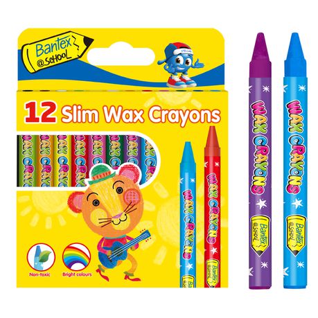Bantex, Wax Crayon slim 8mm, 12 colours Buy Online in Zimbabwe thedailysale.shop