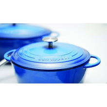 Load image into Gallery viewer, Capri 24cm Enamel Coated Blue Cast Iron Casserole
