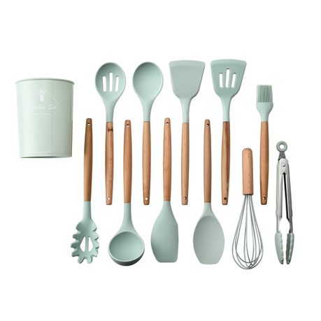 12 piece Silicon Utensil set - Teal