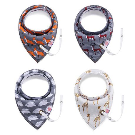 Set of four Baby Bibs with Dummy Holder - Wild Animals Buy Online in Zimbabwe thedailysale.shop