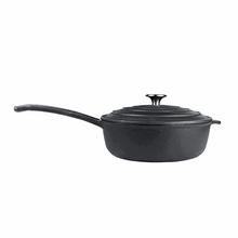 Load image into Gallery viewer, Chef Matt Black Cookware - Cast Iron 24cm Sauce Pan &amp; Lid

