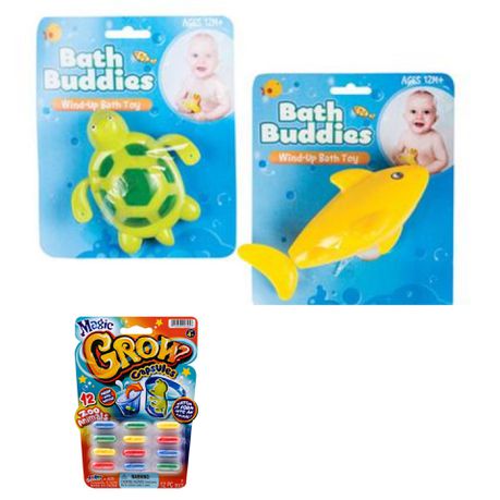 DL Wind-Up Bath Toys with 12 Growing Capsule Sponges - DL056