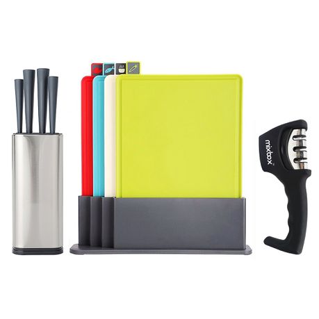 Index Chopping Board & Kitchen Knife Set With Sharpener Buy Online in Zimbabwe thedailysale.shop