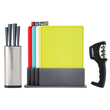 Load image into Gallery viewer, Index Chopping Board &amp; Kitchen Knife Set With Sharpener
