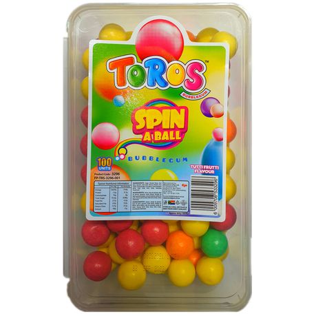 Toros - Spin A Ball Bubblegum - Tutti Fruitti Flavour - (800g/100Pcs) Buy Online in Zimbabwe thedailysale.shop