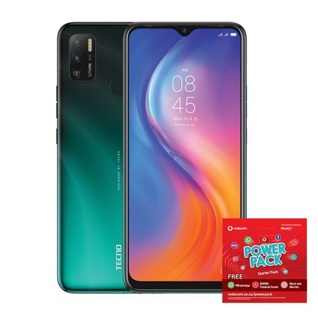 TECNO Spark 5 Air 32GB Dual Sim - Ice Jadeite + Vodacom Sim Card Pack Buy Online in Zimbabwe thedailysale.shop