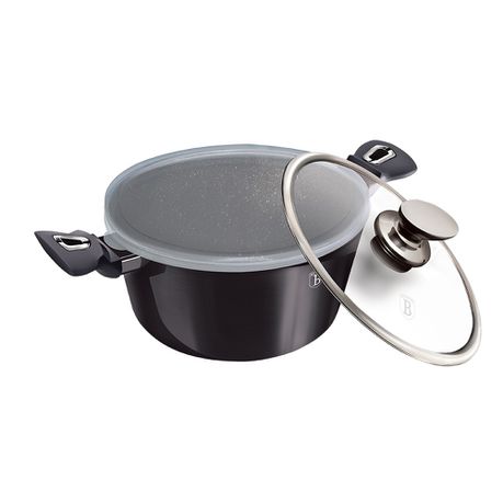 Berlinger Haus 24cm Marble Coating Casserole with Lid - Carbon Pro Edition
