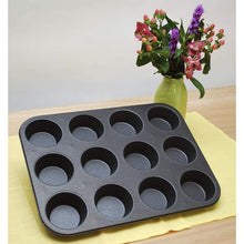Load image into Gallery viewer, 12 Cup Non Stick Muffin Tray with Silicone Cups
