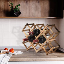 Load image into Gallery viewer, 8 Wine Collapsible Folding Bottle Honeycomb Wooden Storage Rack
