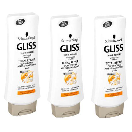 Schwarzkopf Gliss - Hair Repair Conditioner Total Repair - (3 x 400ml) Buy Online in Zimbabwe thedailysale.shop
