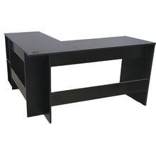 Load image into Gallery viewer, Home &amp; Office L-Shaped Desk, Black with Cable Management Hole &amp; Cap
