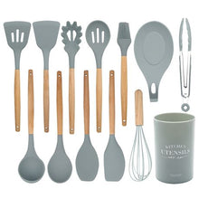 Load image into Gallery viewer, Silicone &amp; Wood Kitchen Utensil Set (Set of 13)
