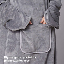Load image into Gallery viewer, Wearable Fleece TV Blanket with Sleeves &amp; Pocket: Unisex Throw Wrap Grey
