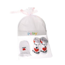 Load image into Gallery viewer, All Heart White socks gloves hat set
