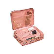 Load image into Gallery viewer, Water-Resistant Pink Leopard Travel Cosmetic and Toiletry Bag
