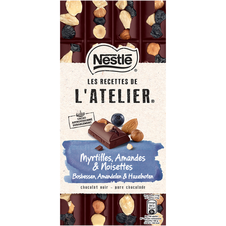 Nestlé Les Recettes De L’atelier Blueberry, Almonds & Hazelnuts 170g Slab Buy Online in Zimbabwe thedailysale.shop