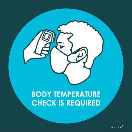 Body temperature check is required- Hygiene Sign 190x190mm Buy Online in Zimbabwe thedailysale.shop