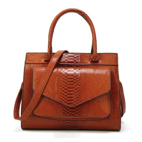 FCG Faux Leather Snake Pattern Shoulder Handbag - Tan Buy Online in Zimbabwe thedailysale.shop