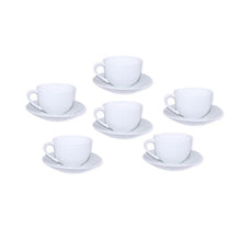 Load image into Gallery viewer, 12 Piece Fine Bone Tea Cup &amp; Saucer Drinkware Set - Pure White
