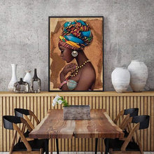 Load image into Gallery viewer, Diamond Painting DIY Kit, Round diamonds, 40x30cm- Beautiful African Woman
