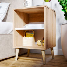 Load image into Gallery viewer, BAM! Scandi Bedside/Nightstand - Oak/ High gloss White
