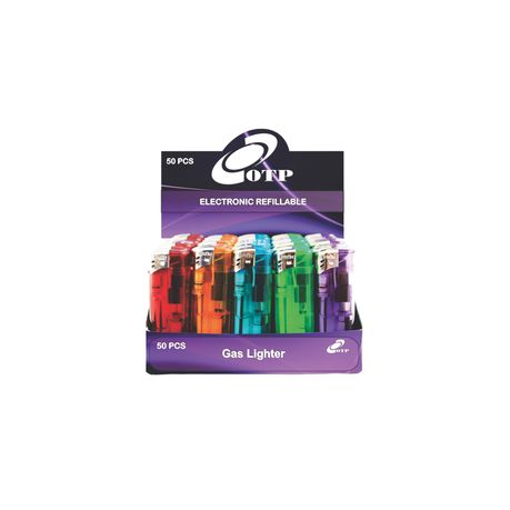 OTP Lighter - 50 Piece Pack - Refillable Gas Lighters - Mixed Colours Buy Online in Zimbabwe thedailysale.shop