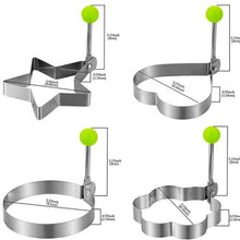 Load image into Gallery viewer, 4 Pack Stainless Steel Ring Moulds for Eggs, Flapjacks and Pancakes
