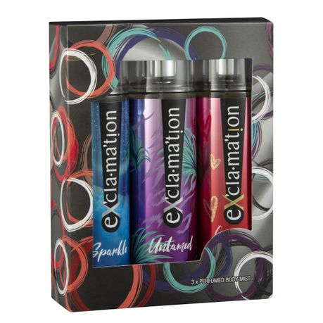 Coty Exclamation Fragranced Body & Hair Mist 220ML Trio Pack Buy Online in Zimbabwe thedailysale.shop