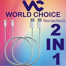 Load image into Gallery viewer, World Choice iPhone USB Charging Cable for iPhone 5 &amp; 6 &amp; 7 &amp; 8 &amp; X Pack 2
