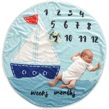 Load image into Gallery viewer, Baba Jay Baby Monthly Milestone Blanket - Boat
